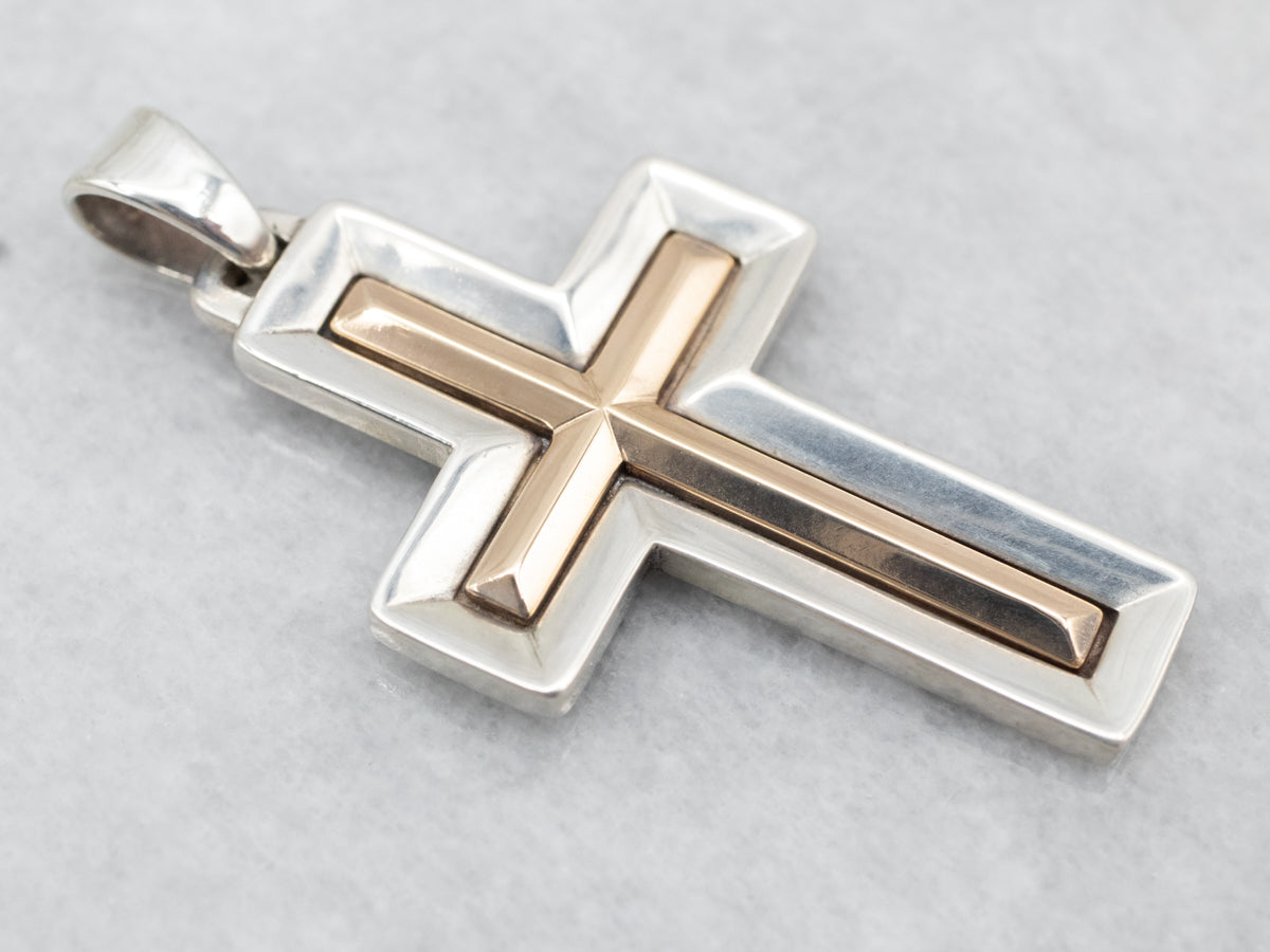 Mixed Metal Cross Pendant