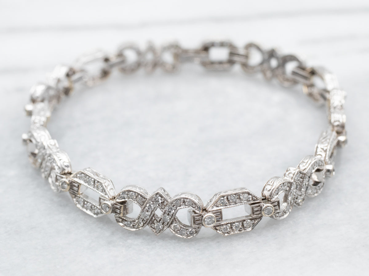 White Gold Diamond Infinity Link Bracelet