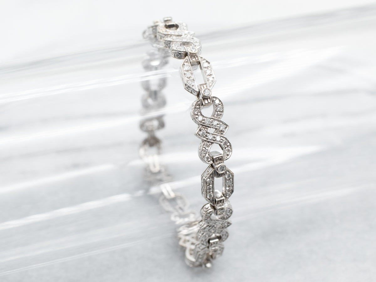 White Gold Diamond Infinity Link Bracelet