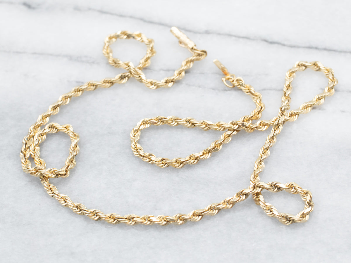 Polished Gold Rope Twist Chain with Barrel Clasp