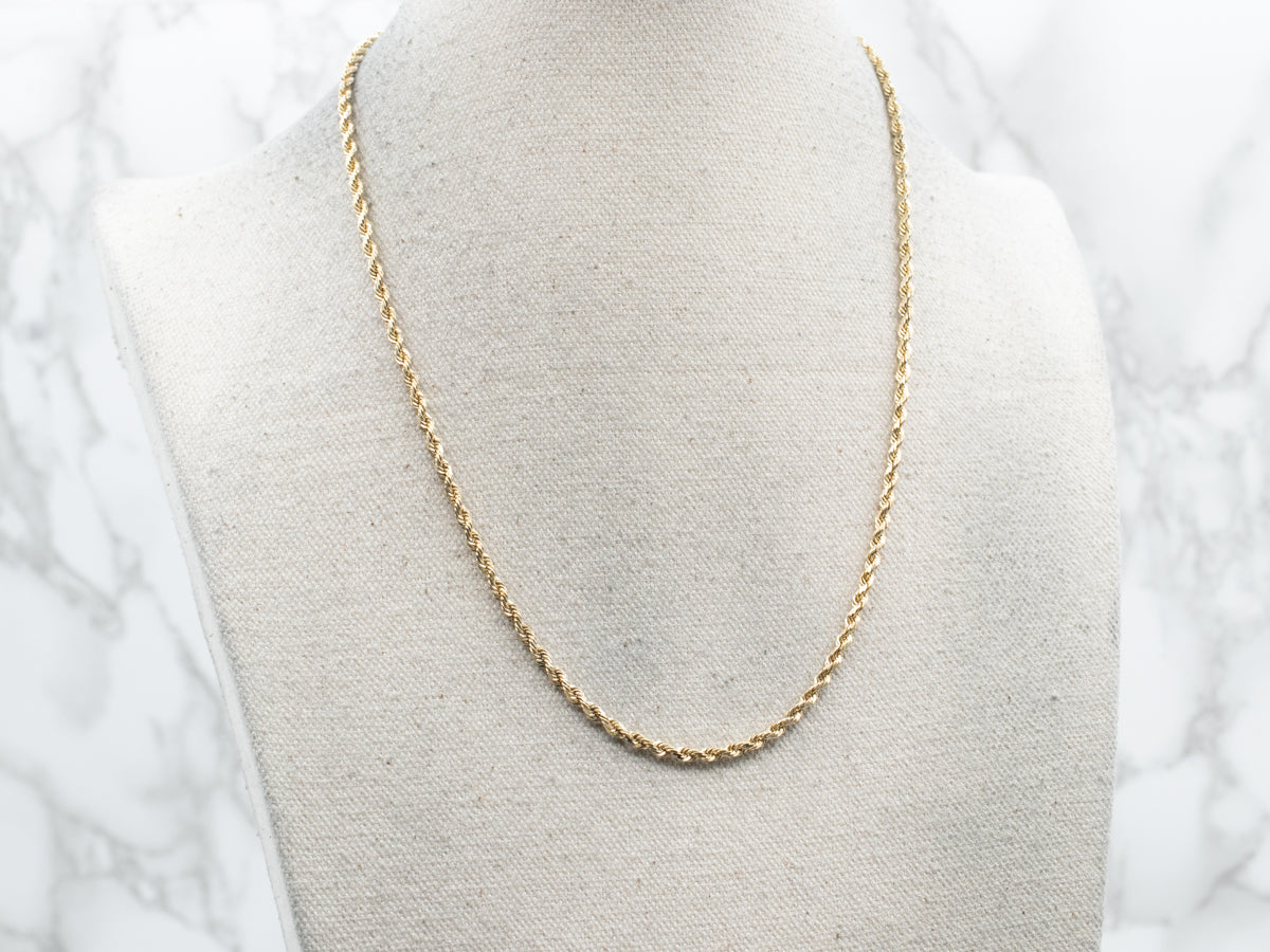 Polished Gold Rope Twist Chain with Barrel Clasp