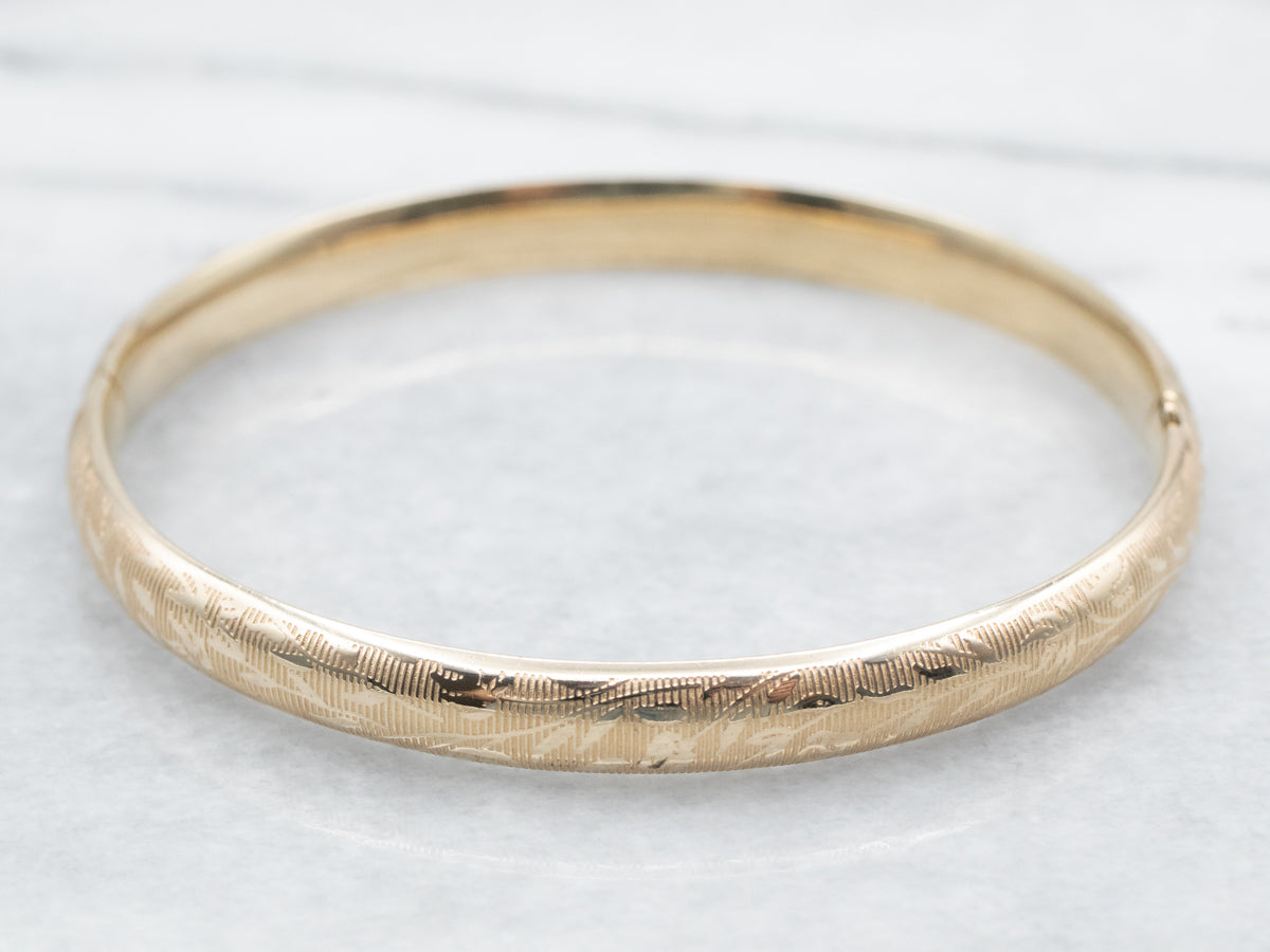 Engraved gold bangle store