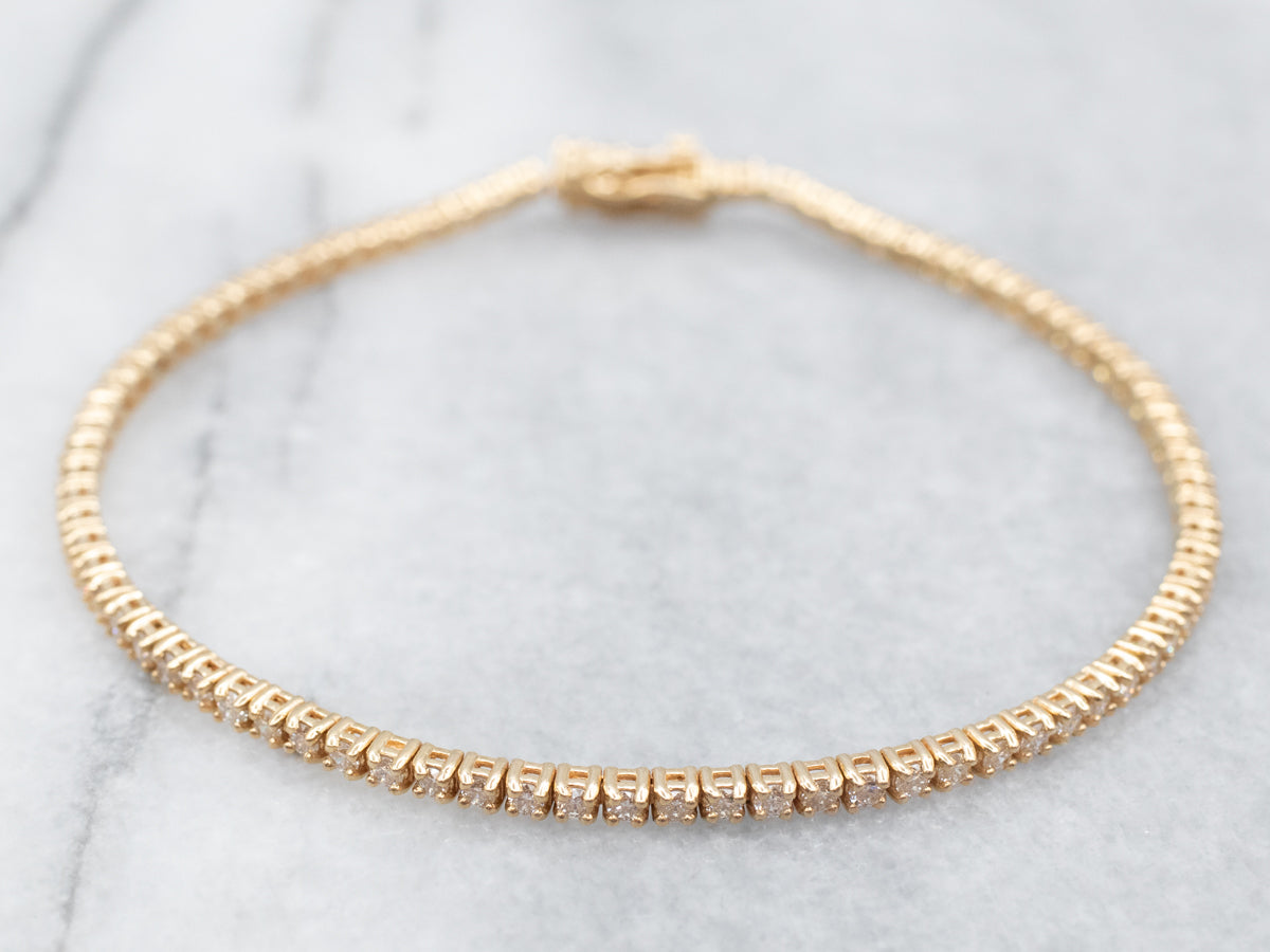 Luxurious Yellow Gold Diamond Tennis Bracelet