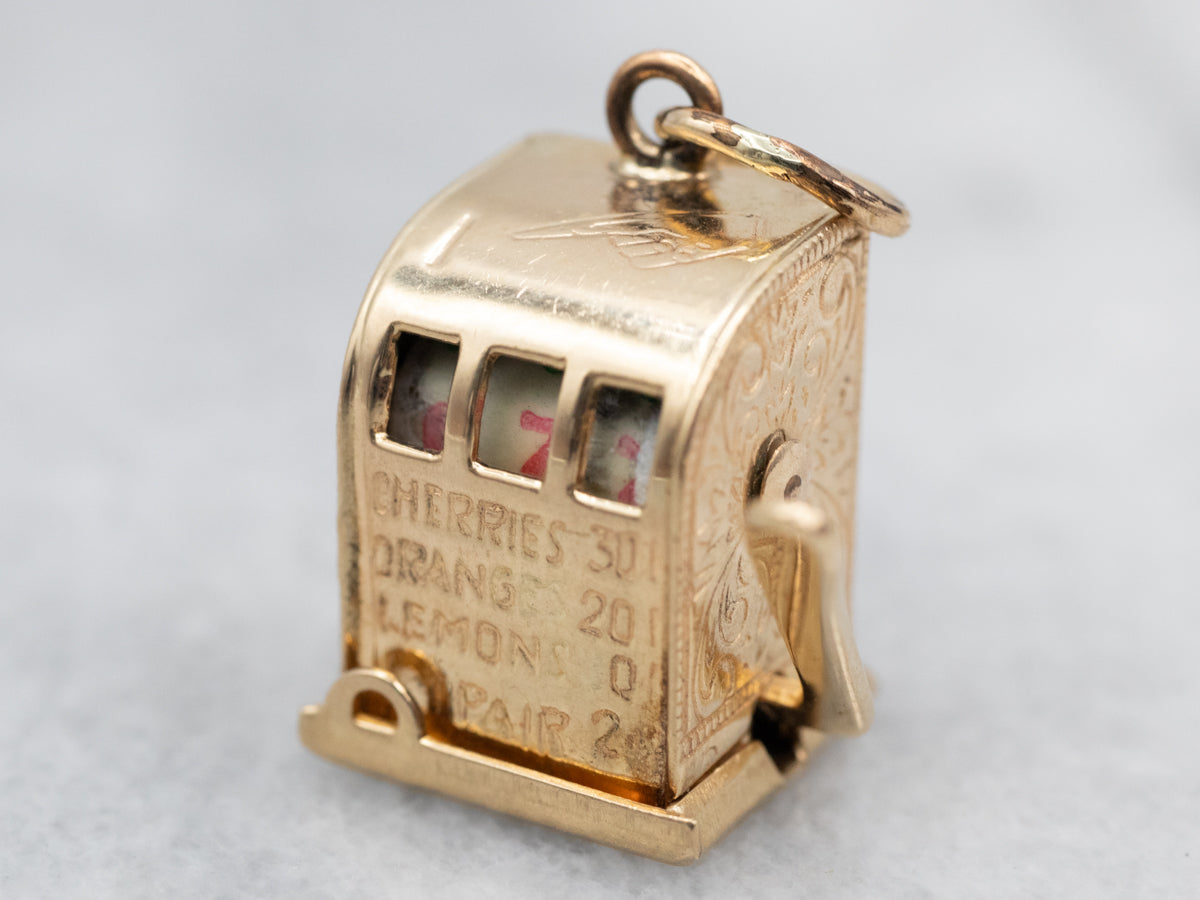 Yellow Gold Slot Machine Charm