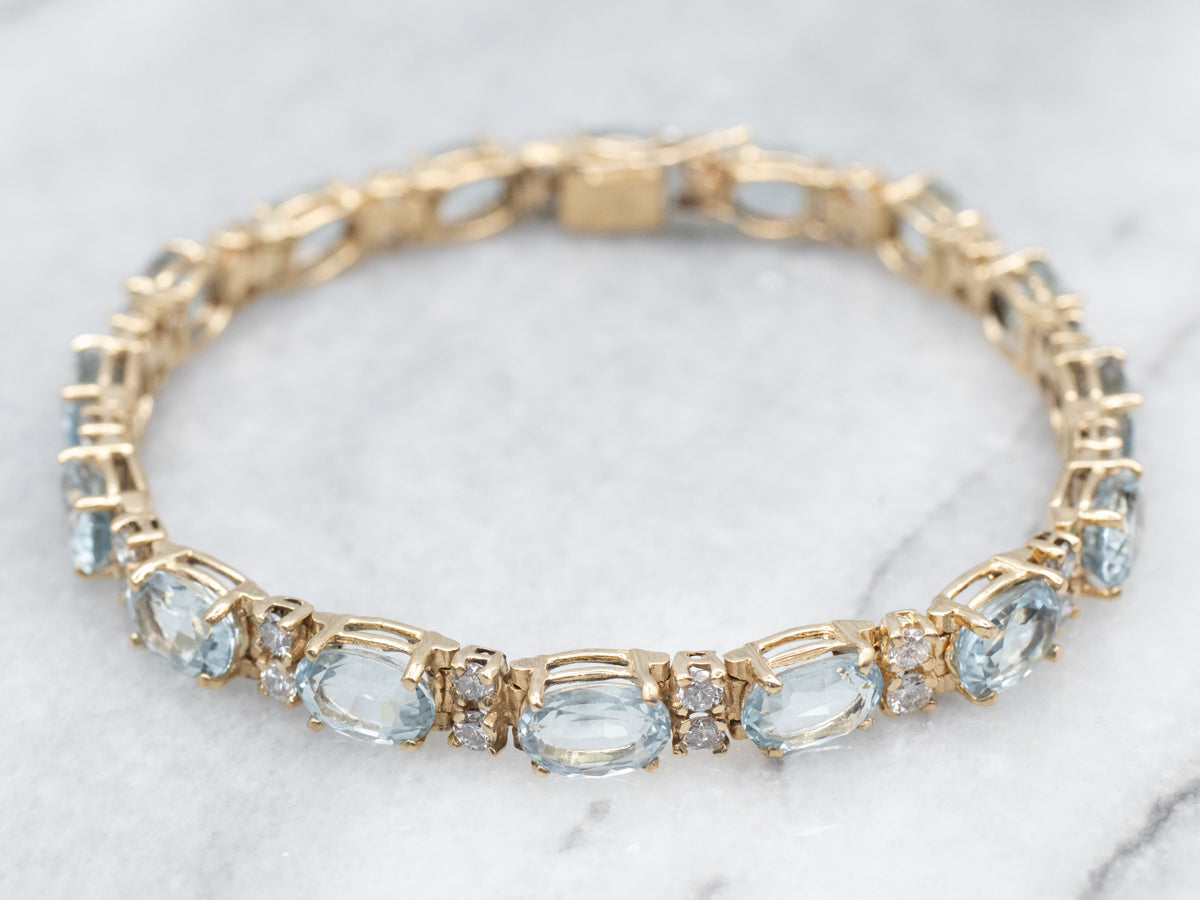 Blue Topaz and Diamond Tennis Bracelet