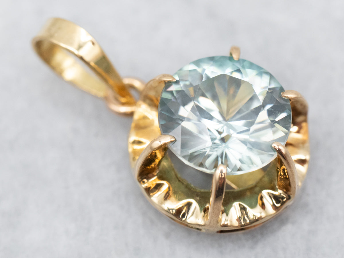 Blue Zircon Solitaire Pendant