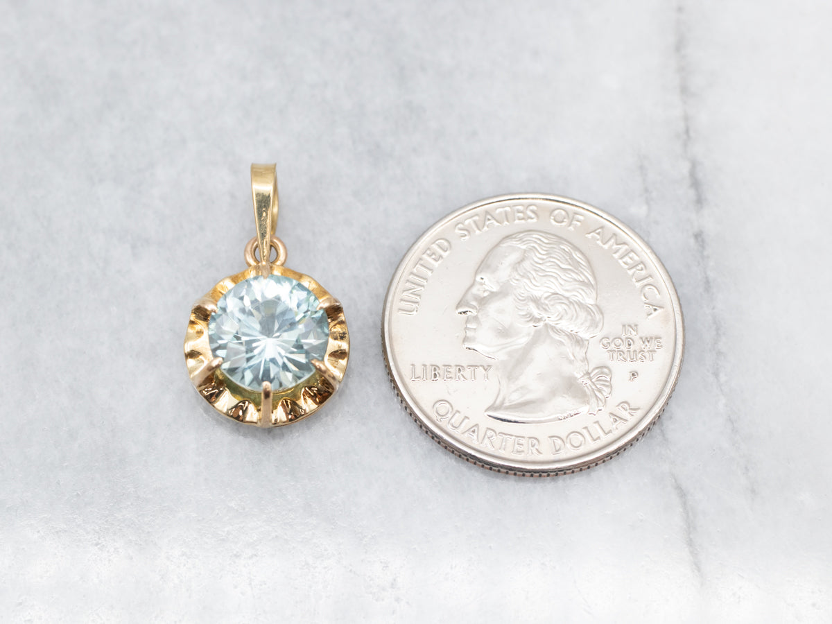 Blue Zircon Solitaire Pendant