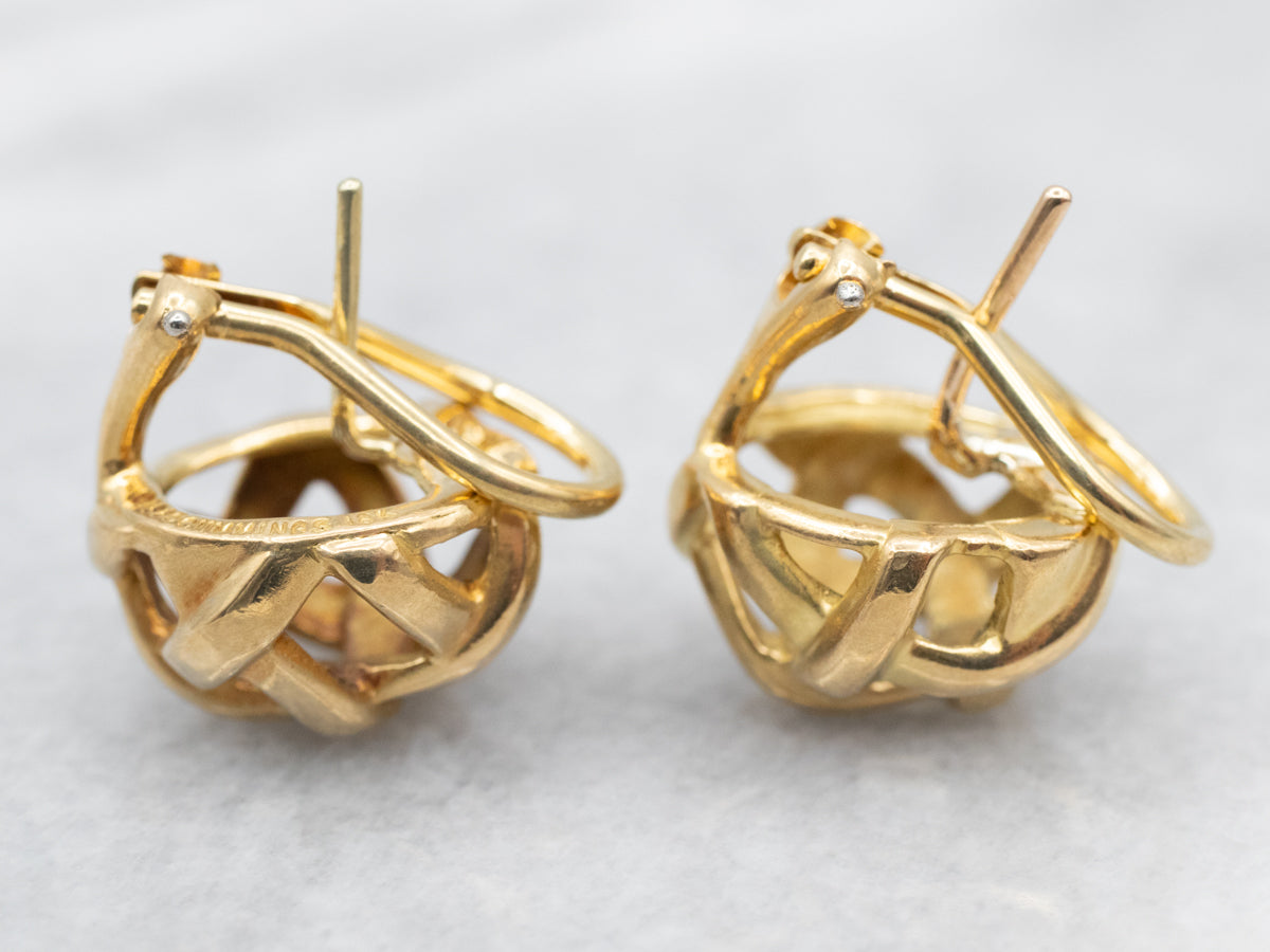 Woven 18-Karat Gold Basket Stud Earrings