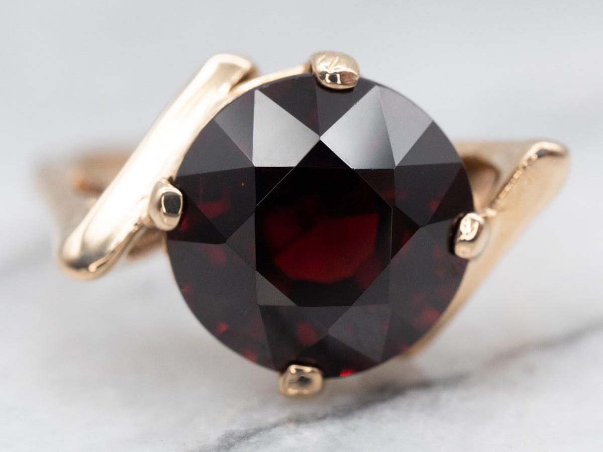 Vintage Garnet Solitaire Bypass Ring