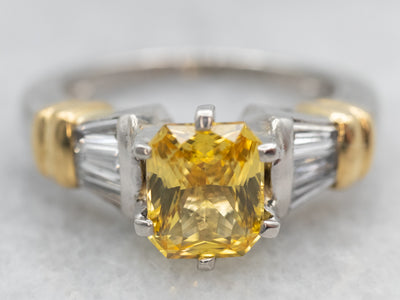 1.36ctw Halo Set Vivid Yellow Diamond w/Sapphires — Chris & Kristy's  Boutique