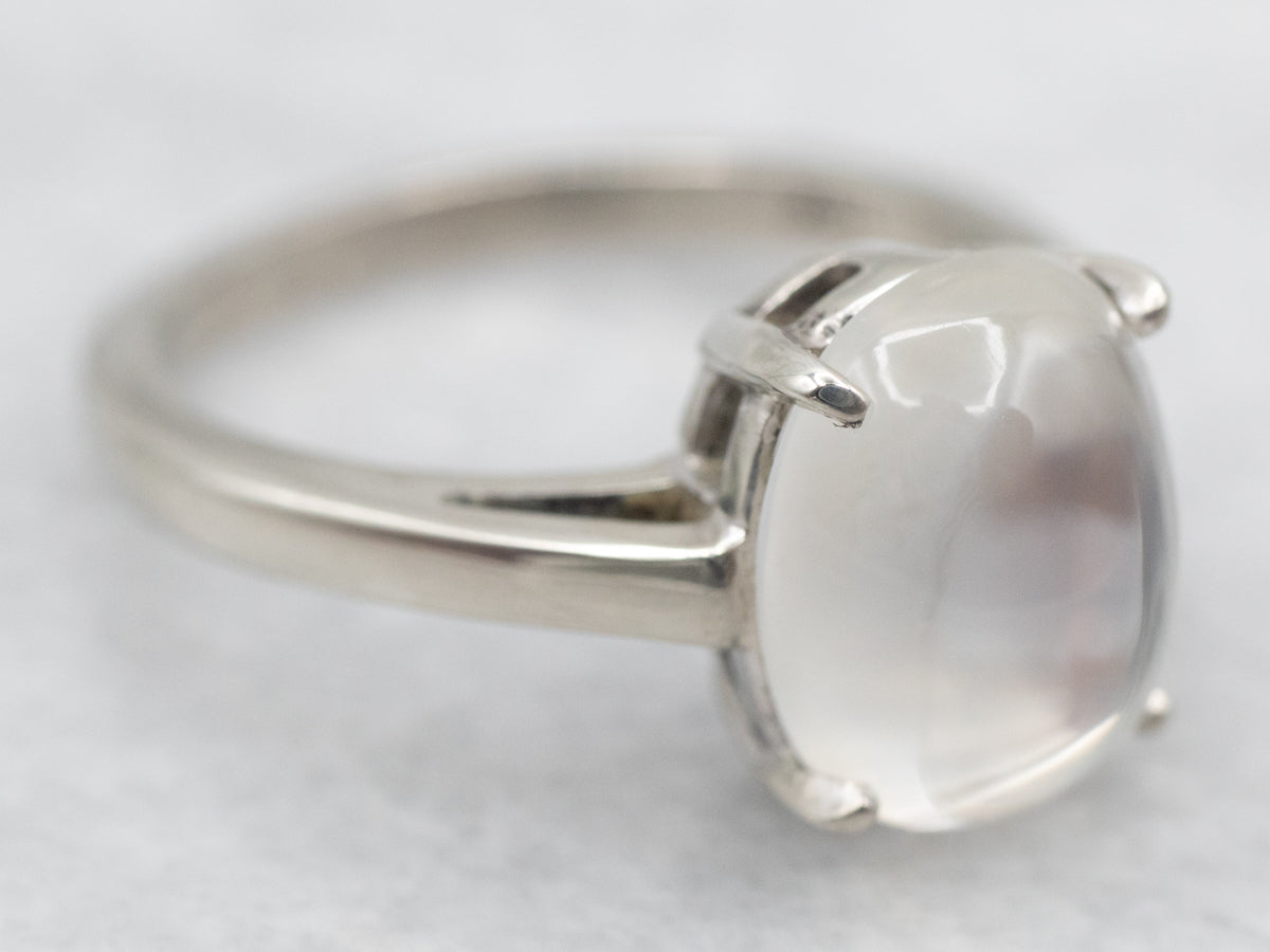 White Gold Moonstone Solitaire Ring