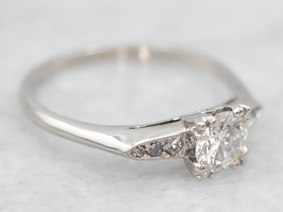 Platinum Diamond Engagement Ring with Diamond Accents