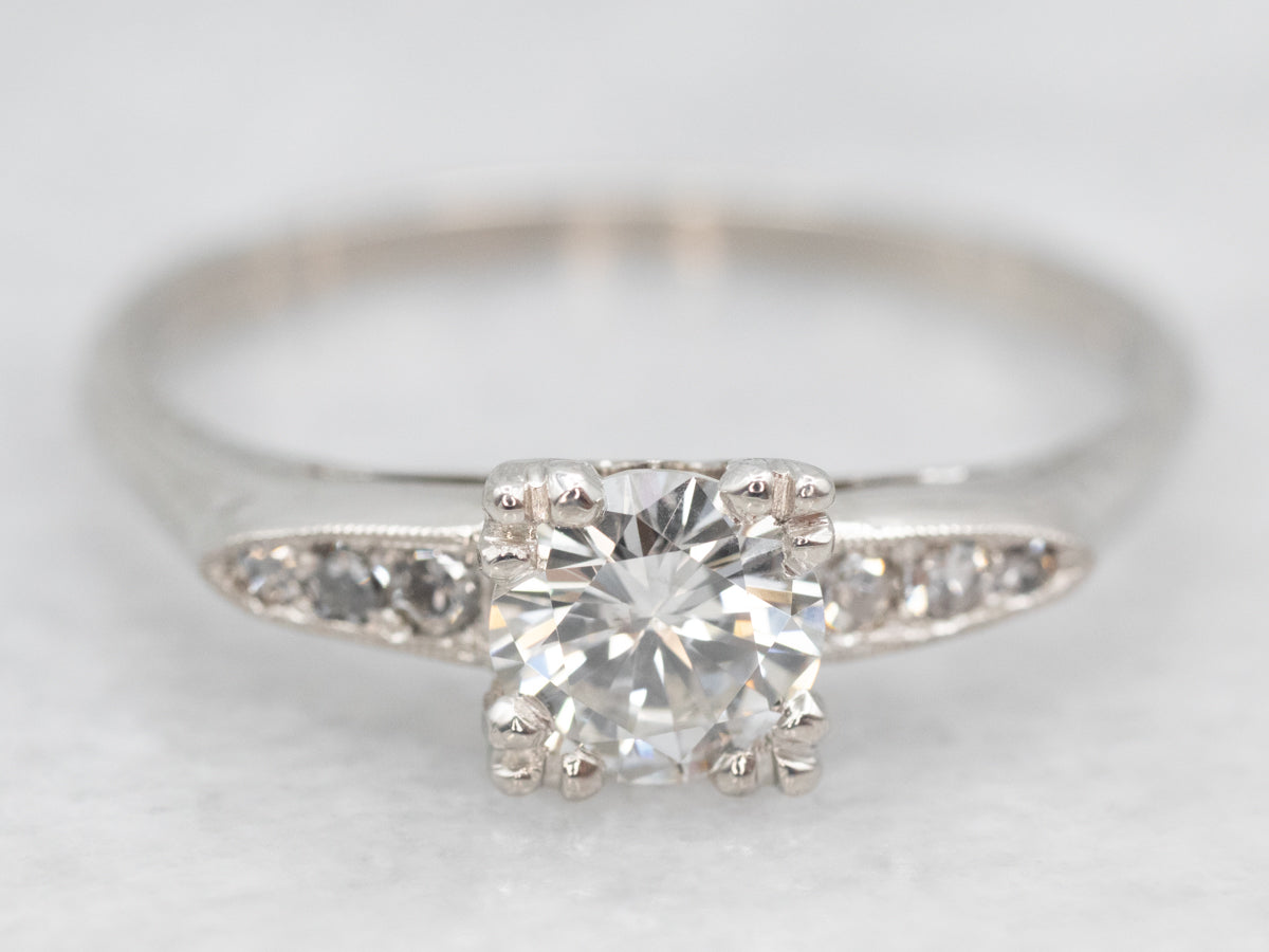 Platinum Diamond Engagement Ring with Diamond Accents