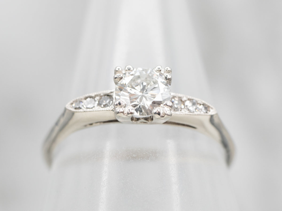 Platinum Diamond Engagement Ring with Diamond Accents