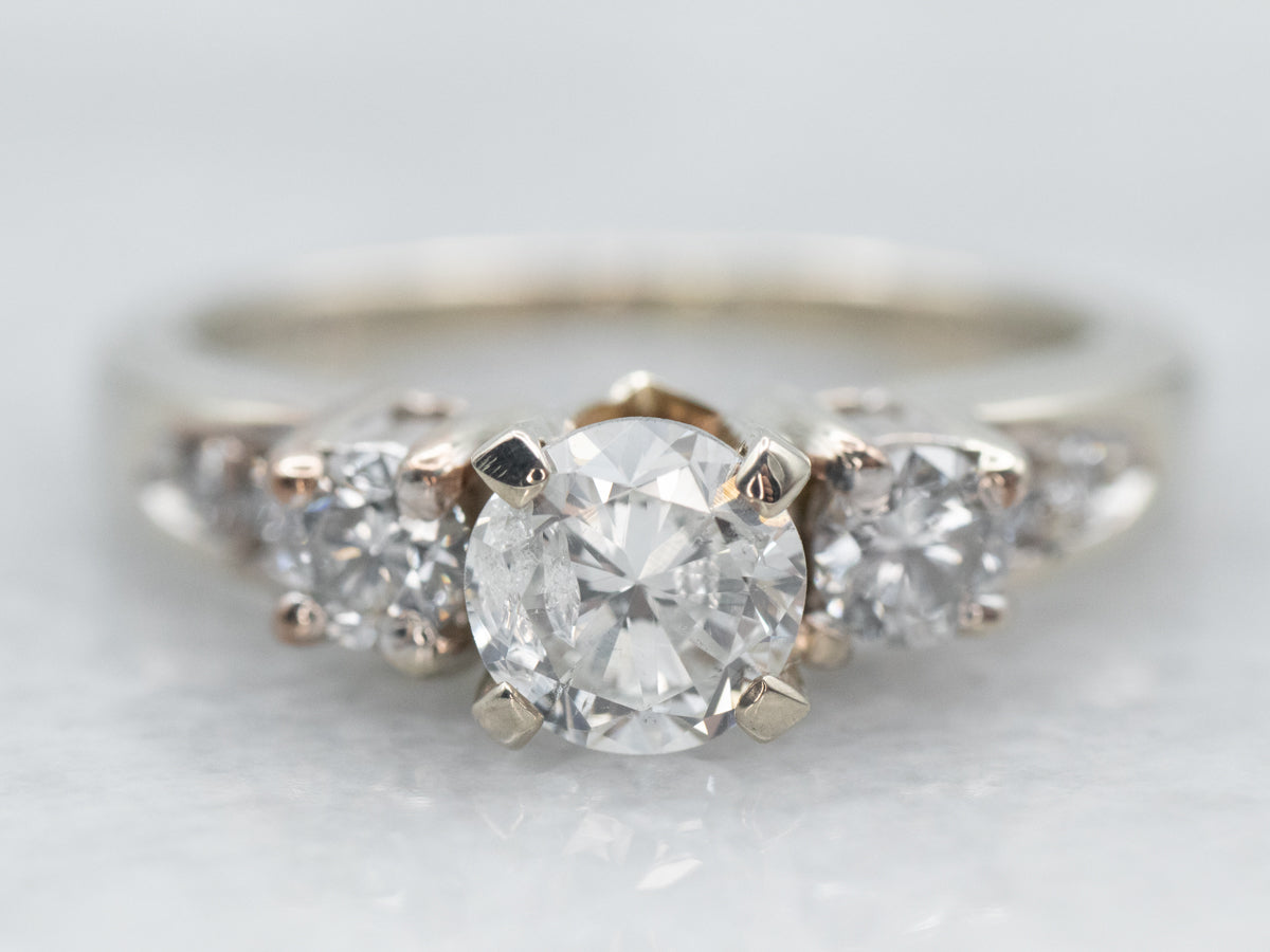 White Gold Diamond Engagement Ring with Diamond Accents