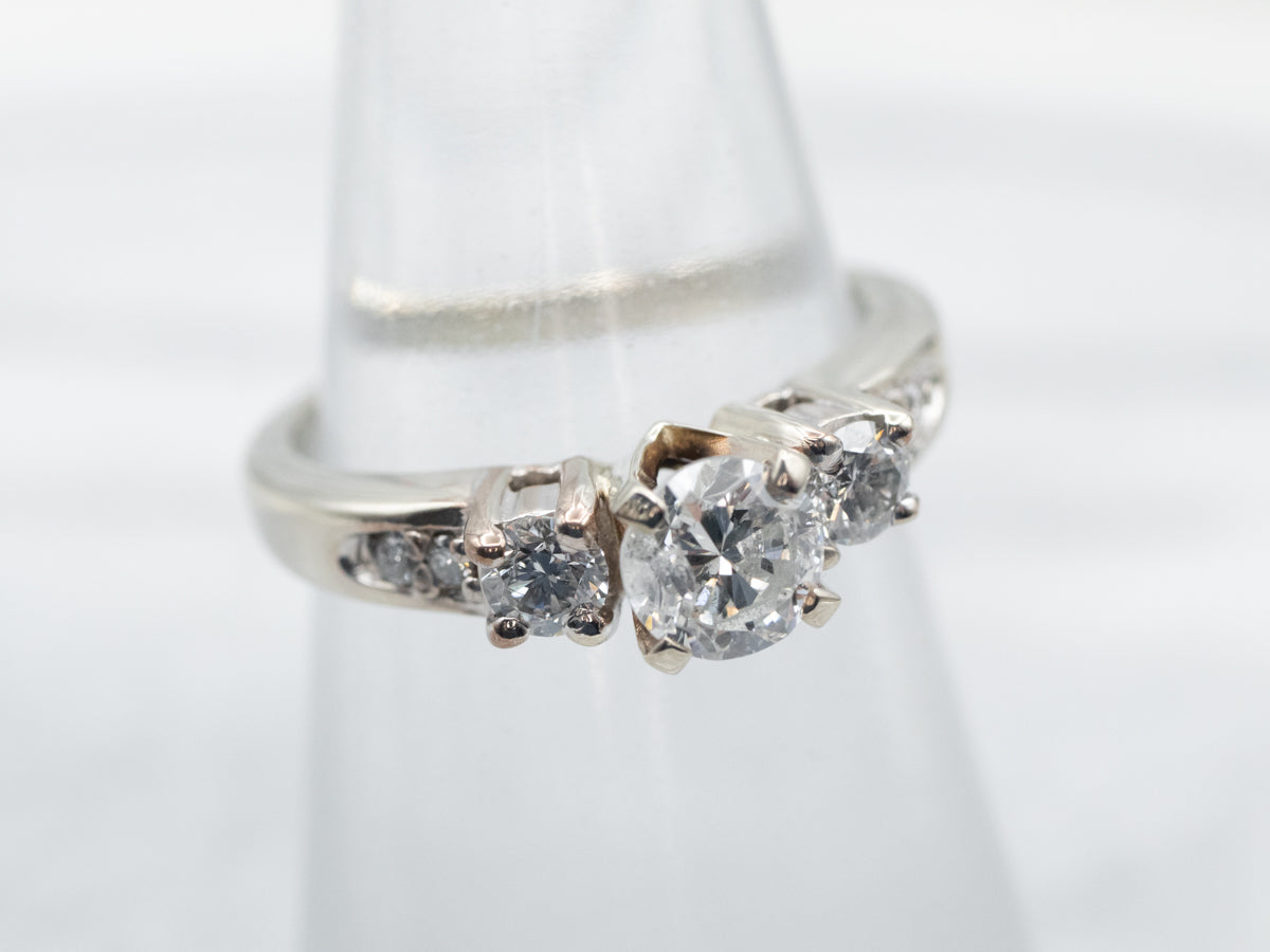 White Gold Diamond Engagement Ring with Diamond Accents