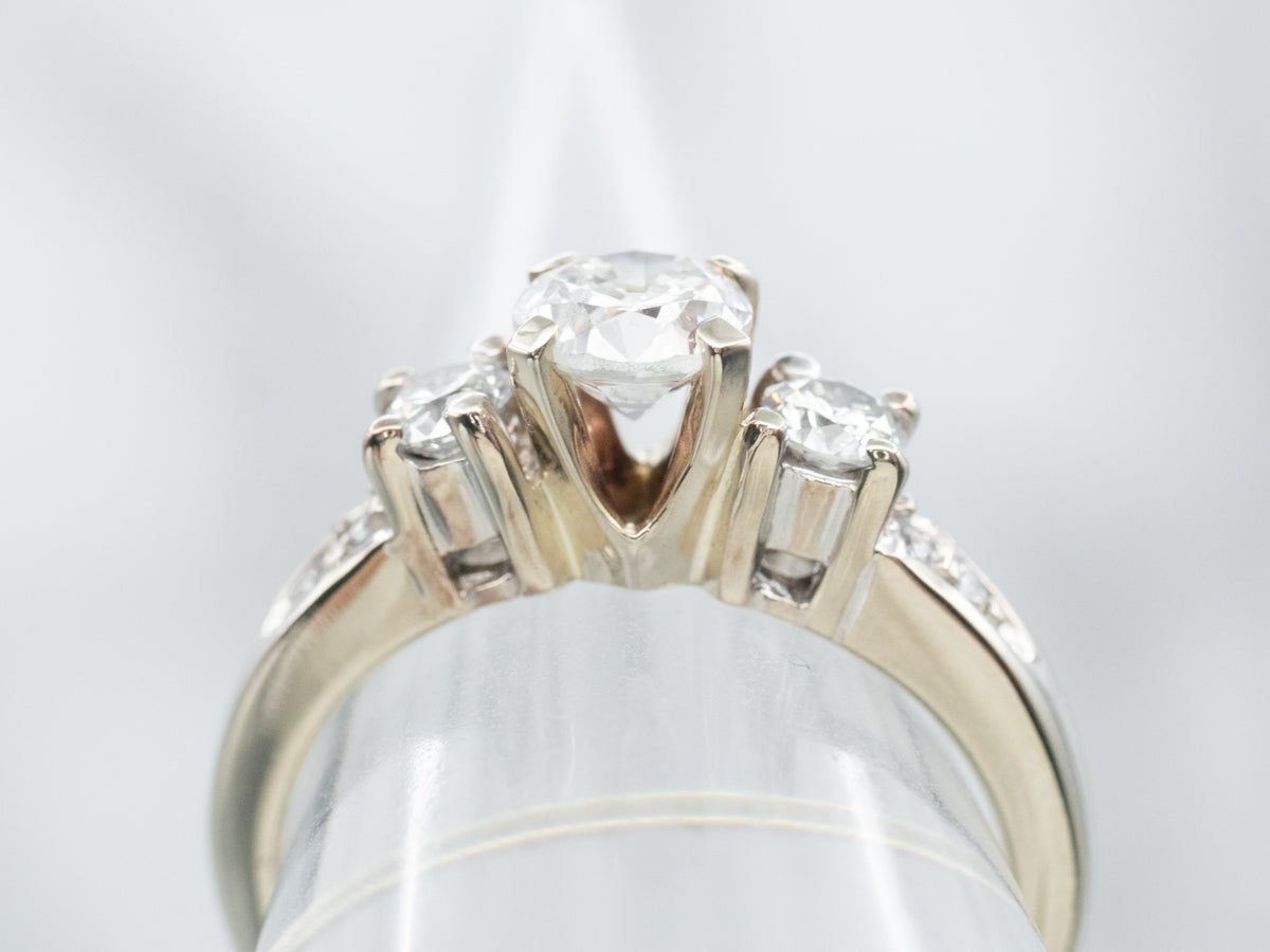 White Gold Diamond Engagement Ring with Diamond Accents