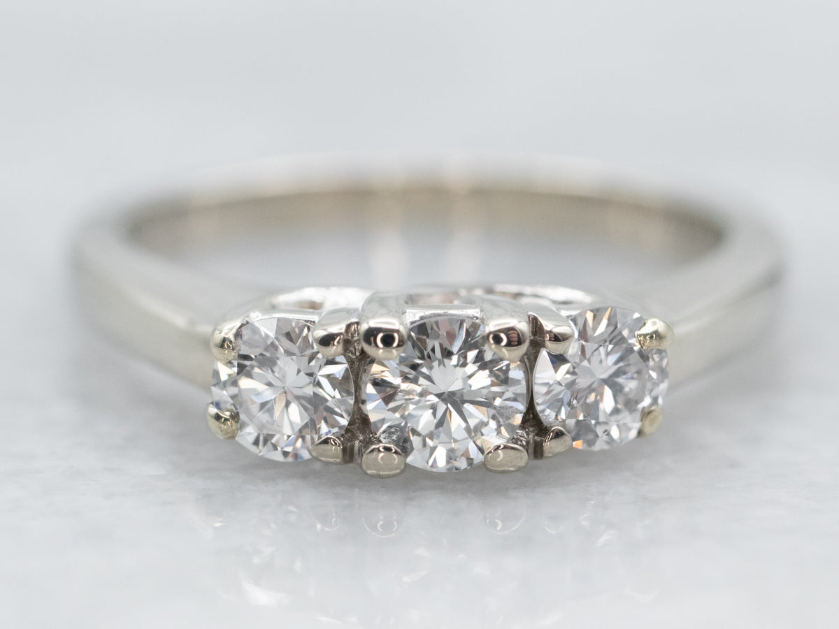 White Gold Three Stone Diamond Engagement Ring