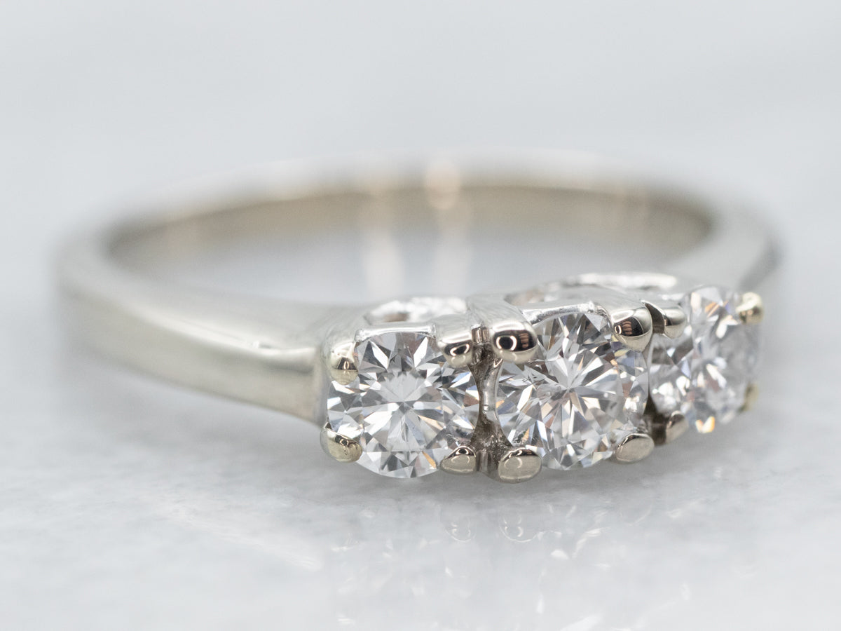 White Gold Three Stone Diamond Engagement Ring