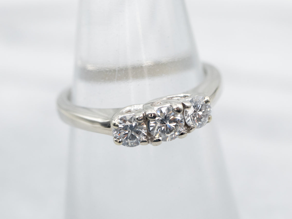 White Gold Three Stone Diamond Engagement Ring