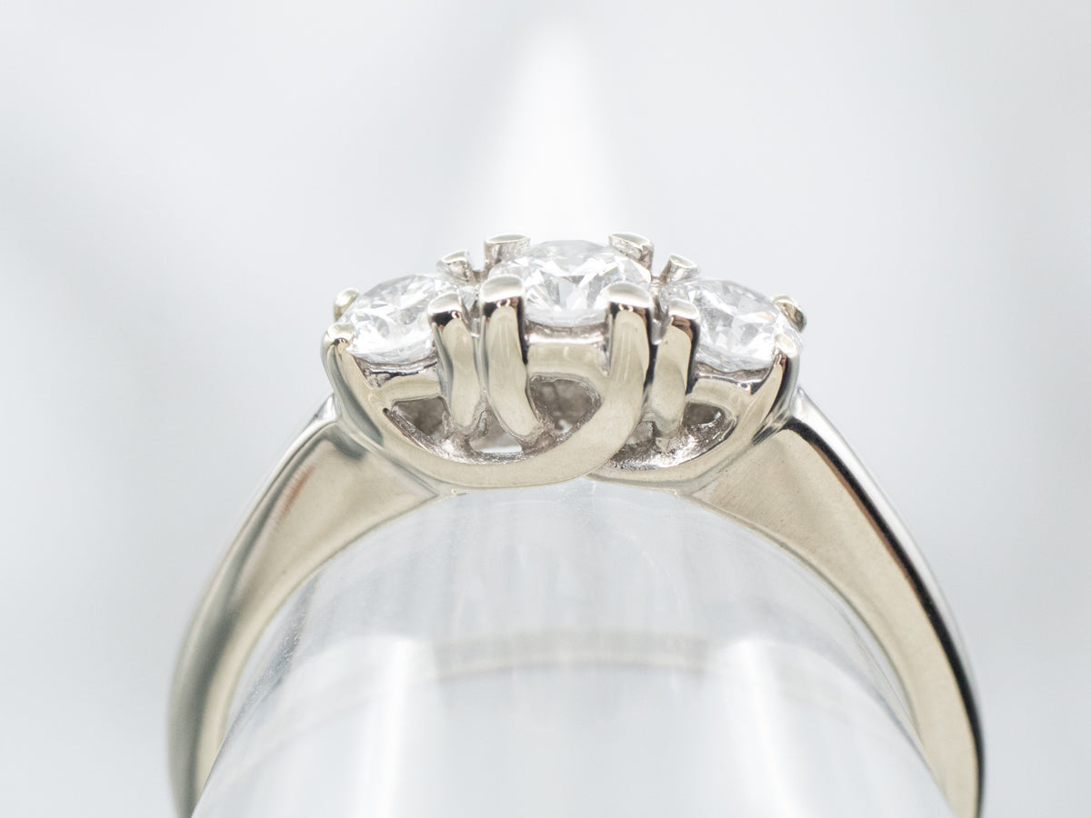 White Gold Three Stone Diamond Engagement Ring