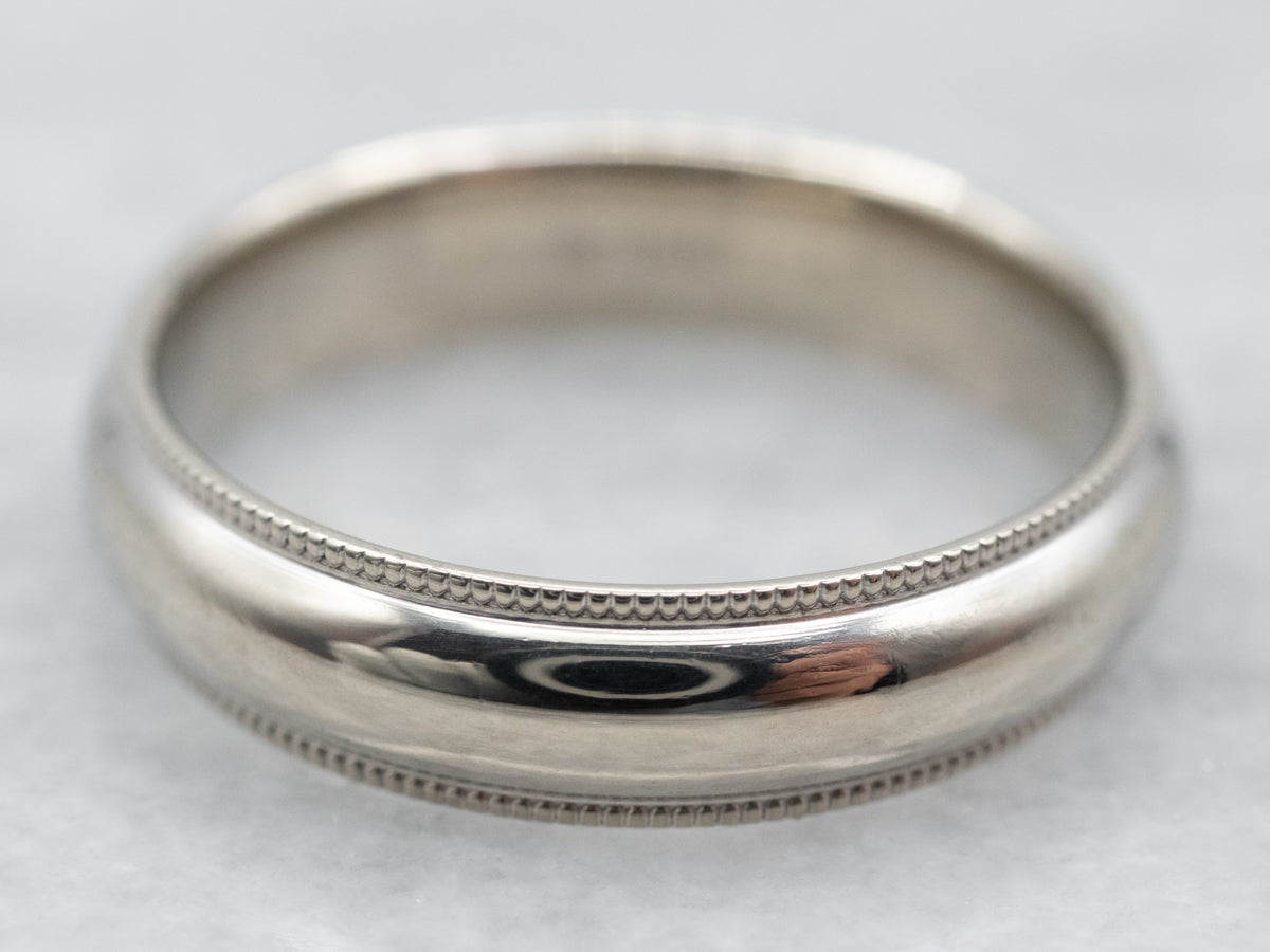 White Gold Milgrain Edge Wedding Band