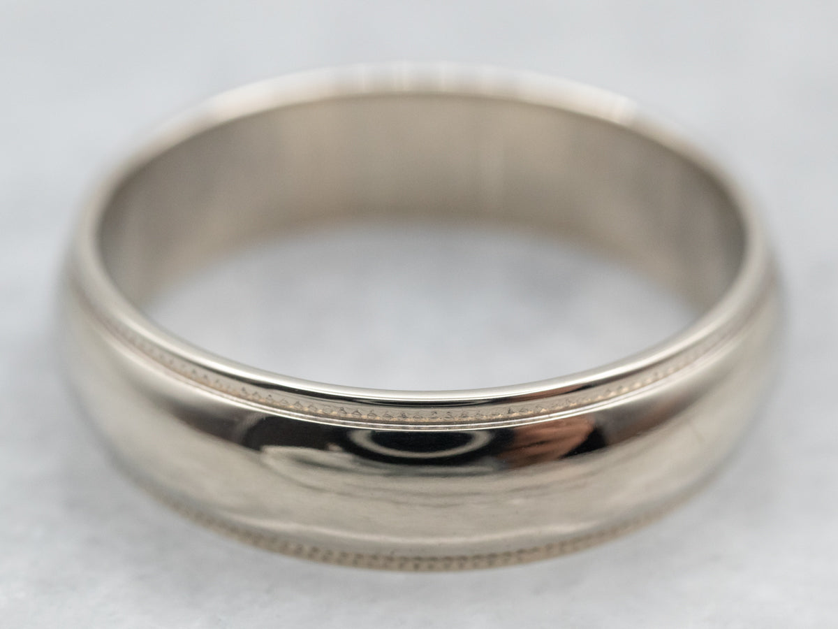 Vintage White Gold Milgrain Edge Wedding Band