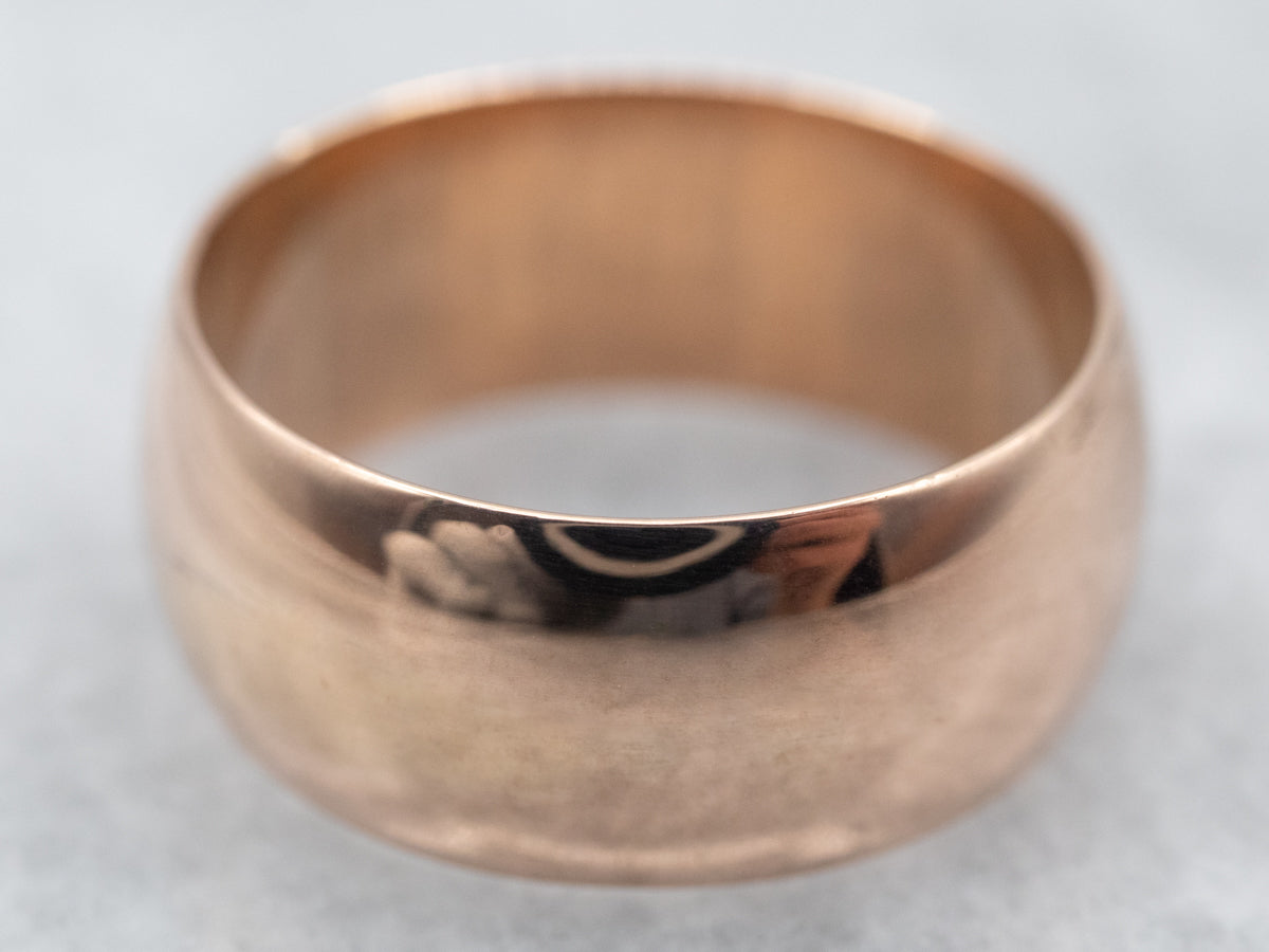 Wide Antique Rose Gold Unisex Band