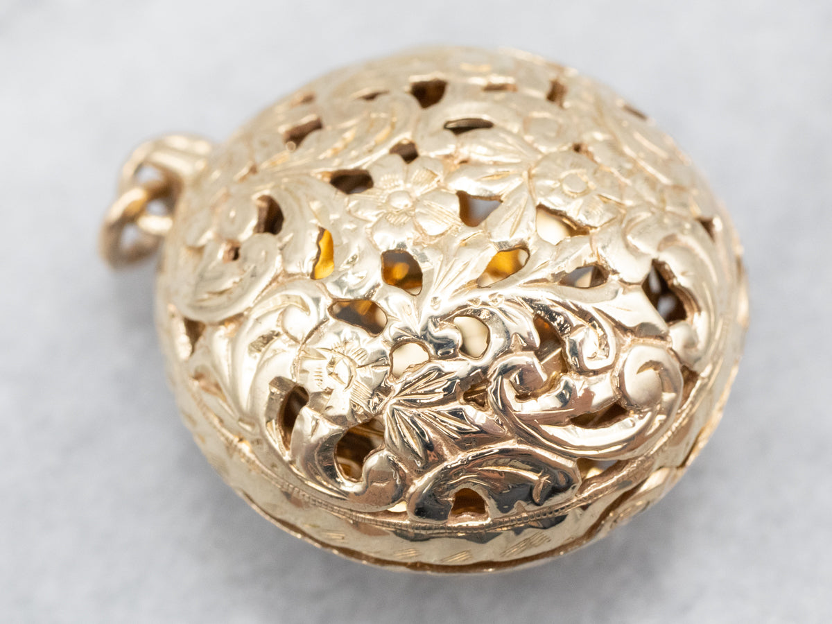 Floral Gold Filigree Watch Locket