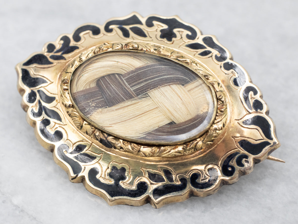 Rare Victorian Gold and Enamel Mourning Jewelry