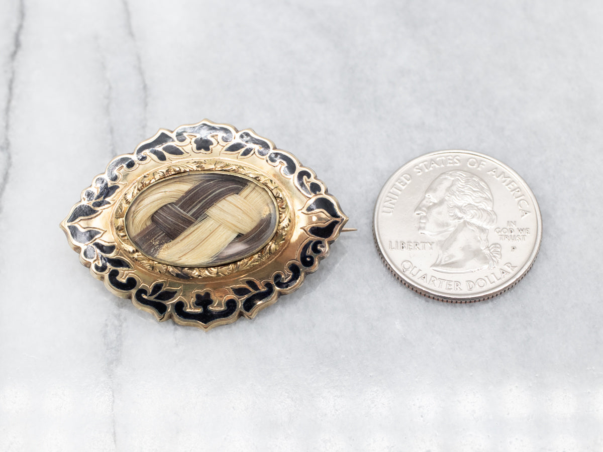 Antique  Gold and Black Victorian Mourning Hair Brooch – Lassoed Moon