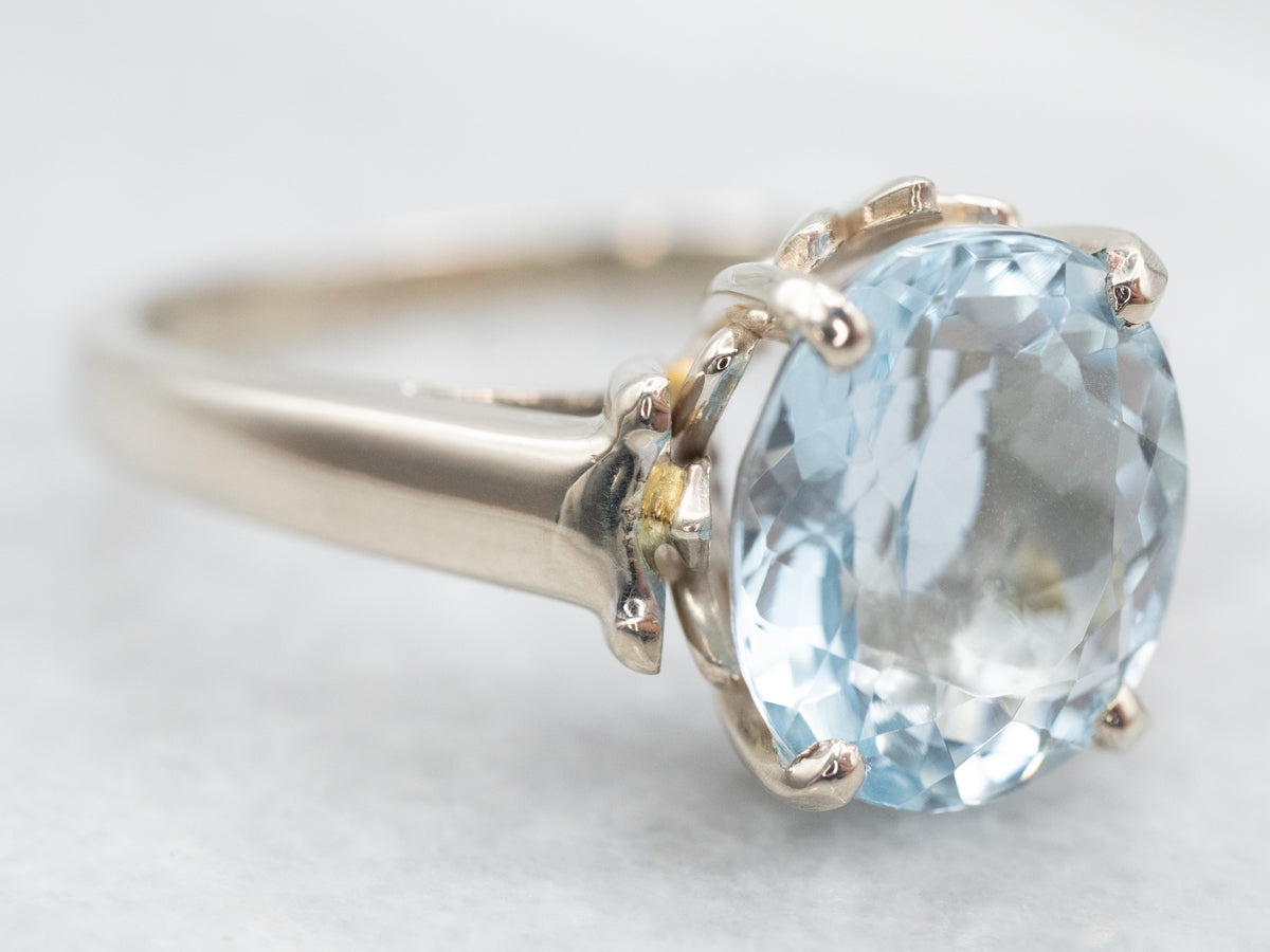 White Gold Aquamarine Solitaire Ring