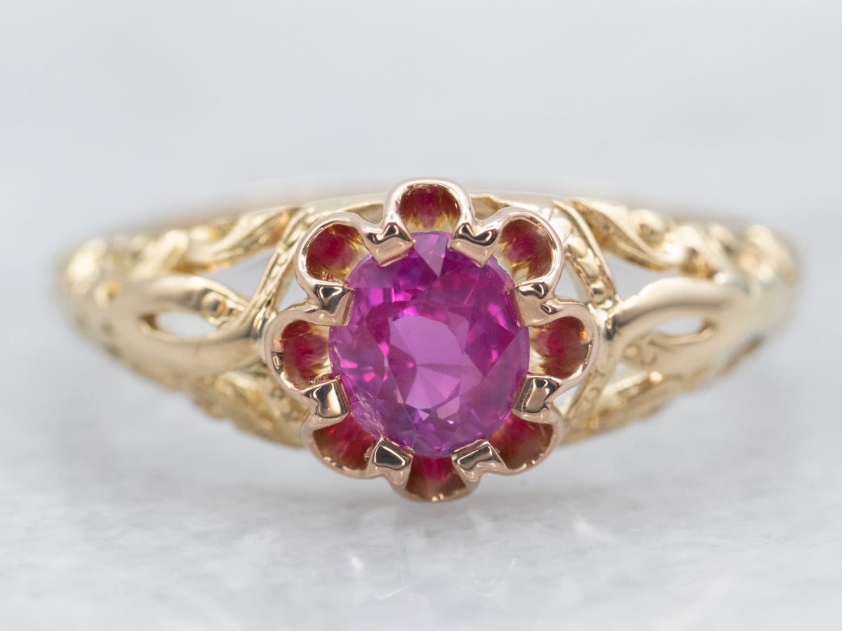 Victorian Pink Sapphire Solitaire Ring