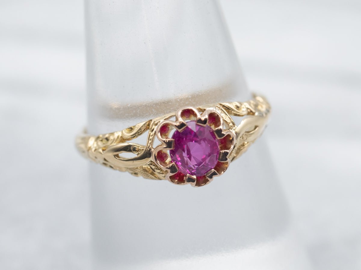 Victorian Pink Sapphire Solitaire Ring