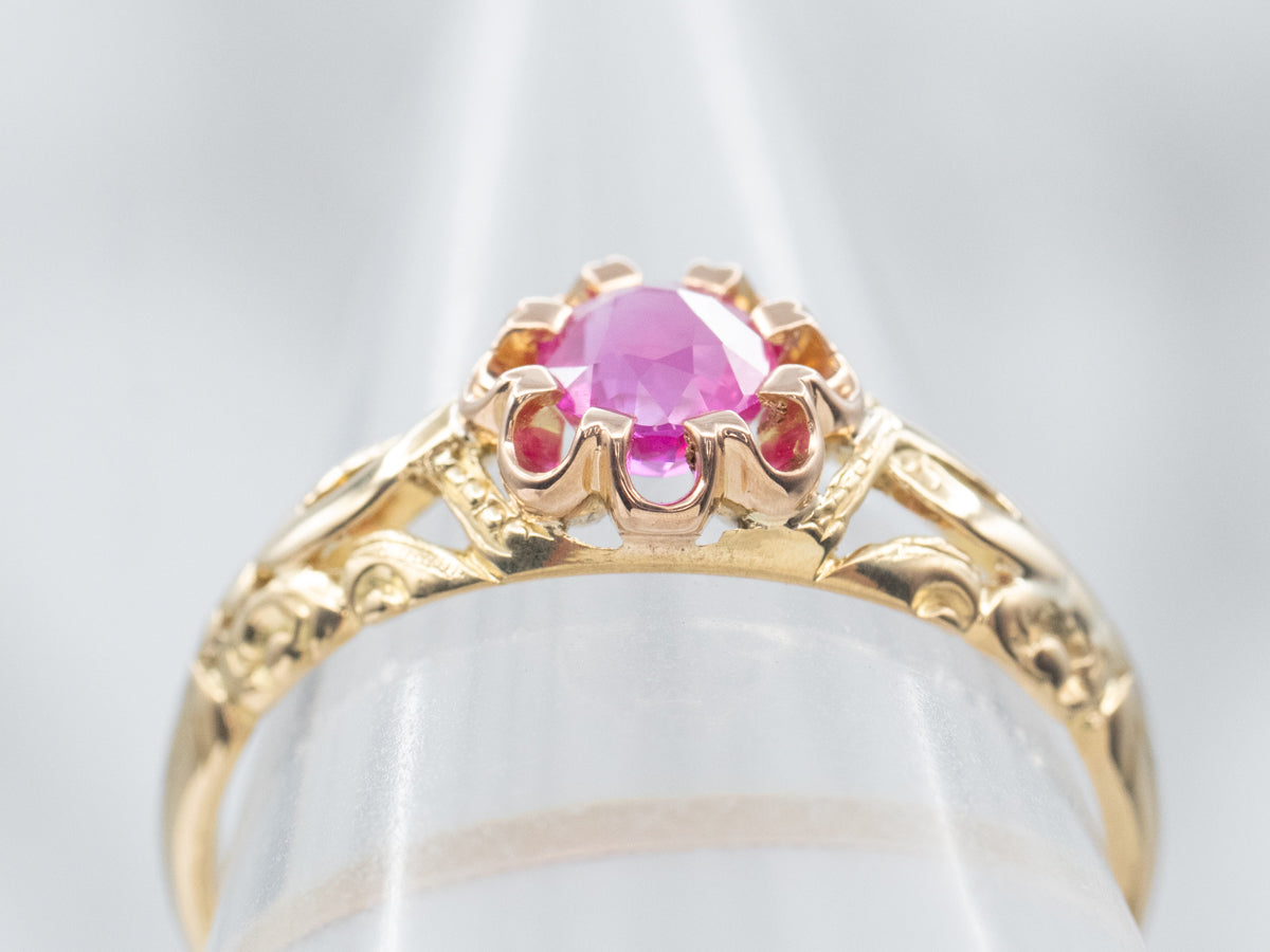 Victorian Pink Sapphire Solitaire Ring