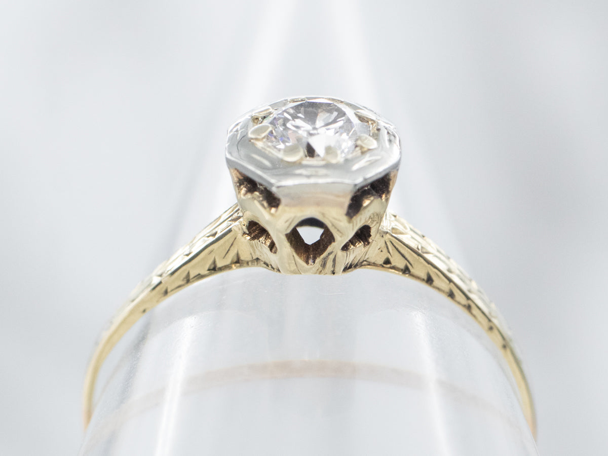 Antique European Cut Diamond Engagement Ring