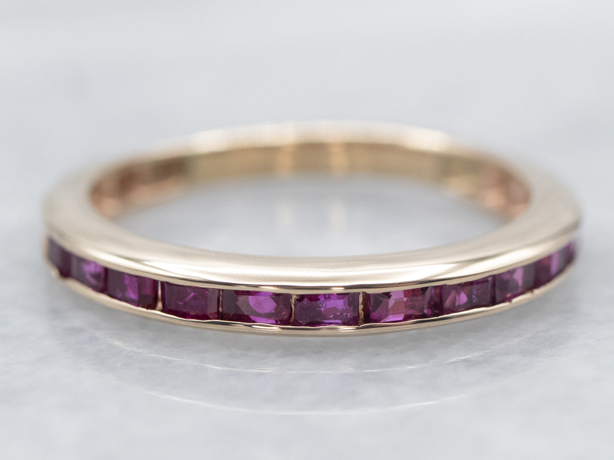 Yellow Gold Synthetic Ruby Band