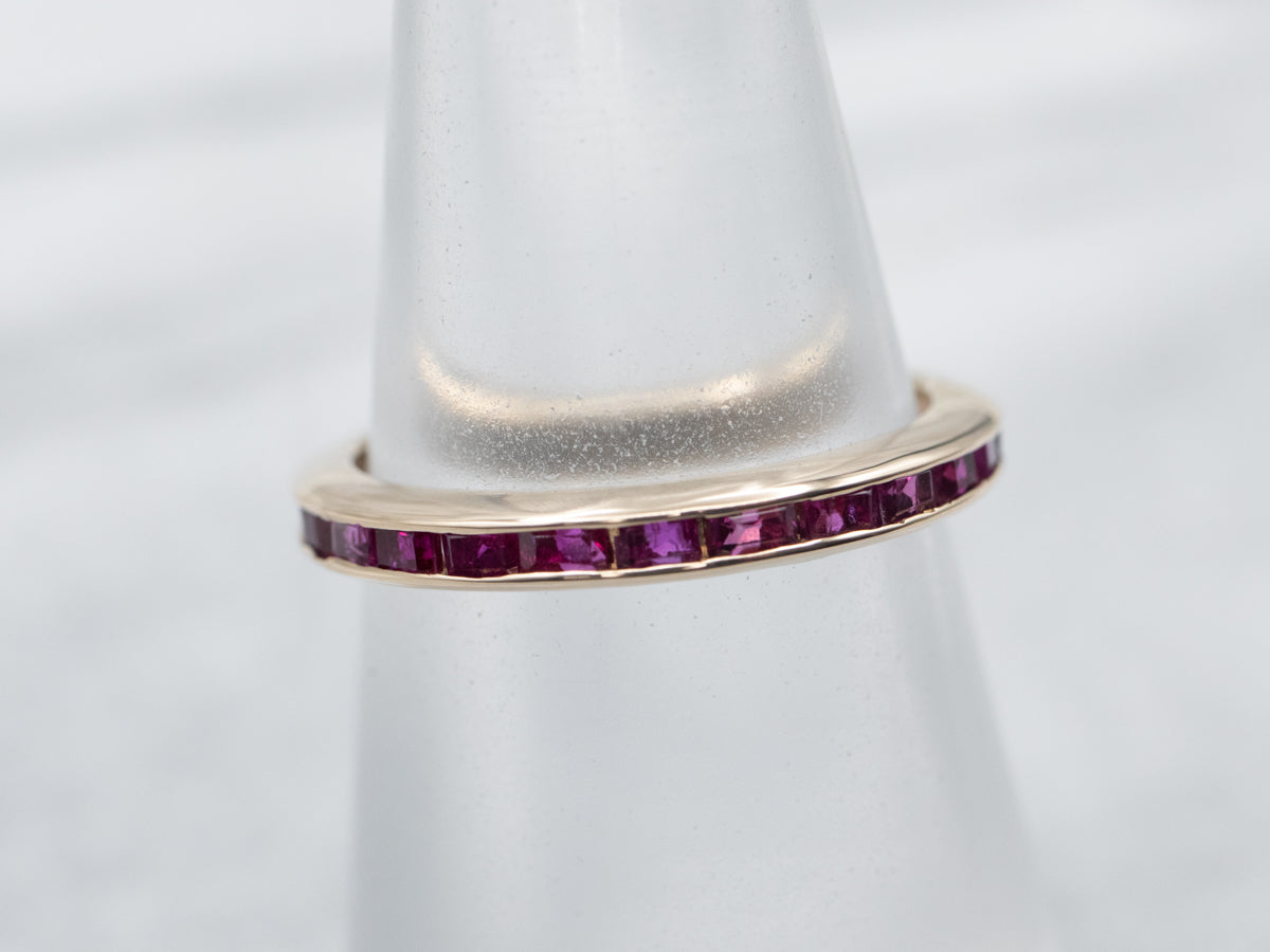 Yellow Gold Synthetic Ruby Band