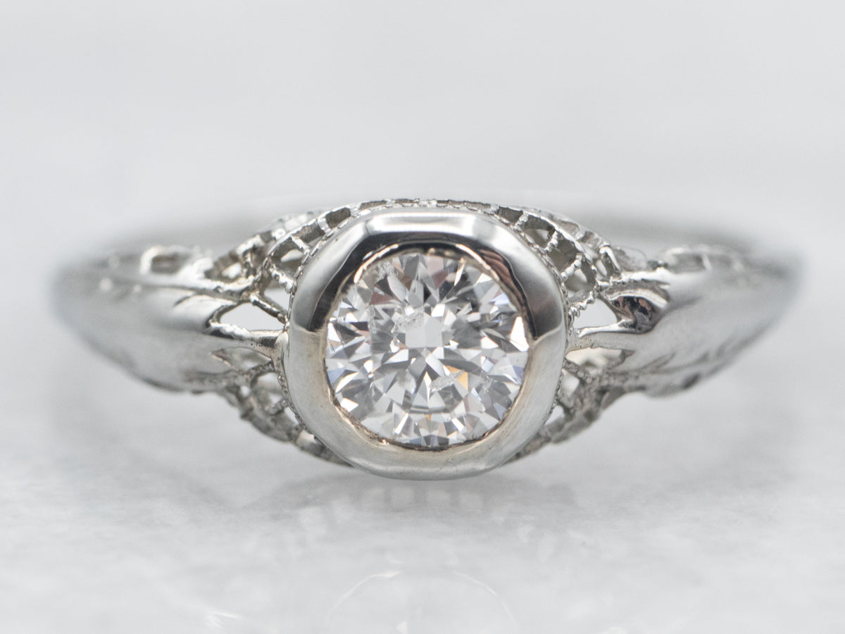 Art Deco Diamond Solitaire Engagement Ring