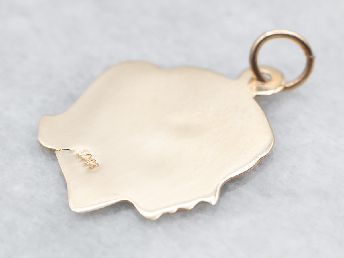 Young Lady in Profile Gold Pendant