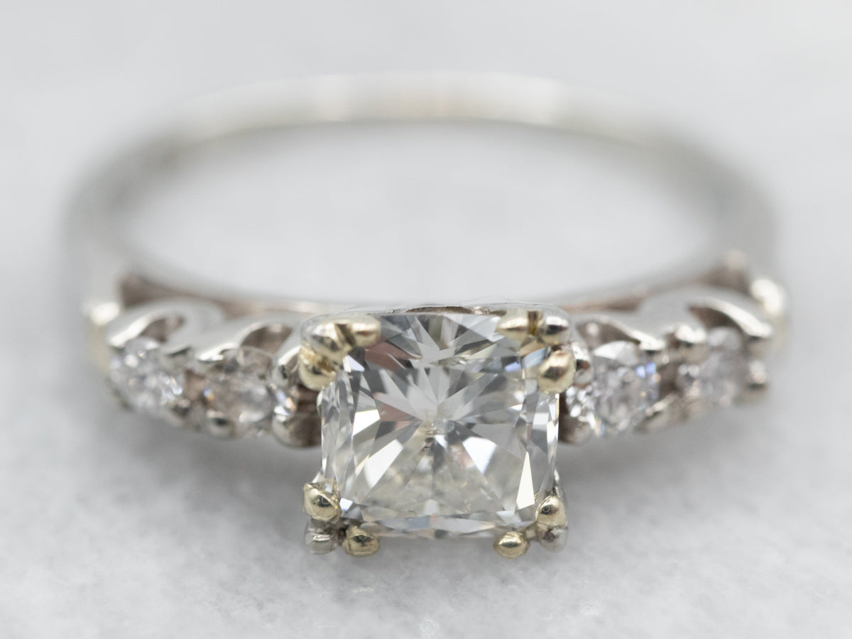 Vintage Cushion Cut Diamond Engagement Ring