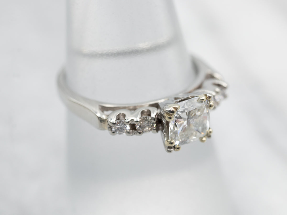 Vintage Cushion Cut Diamond Engagement Ring