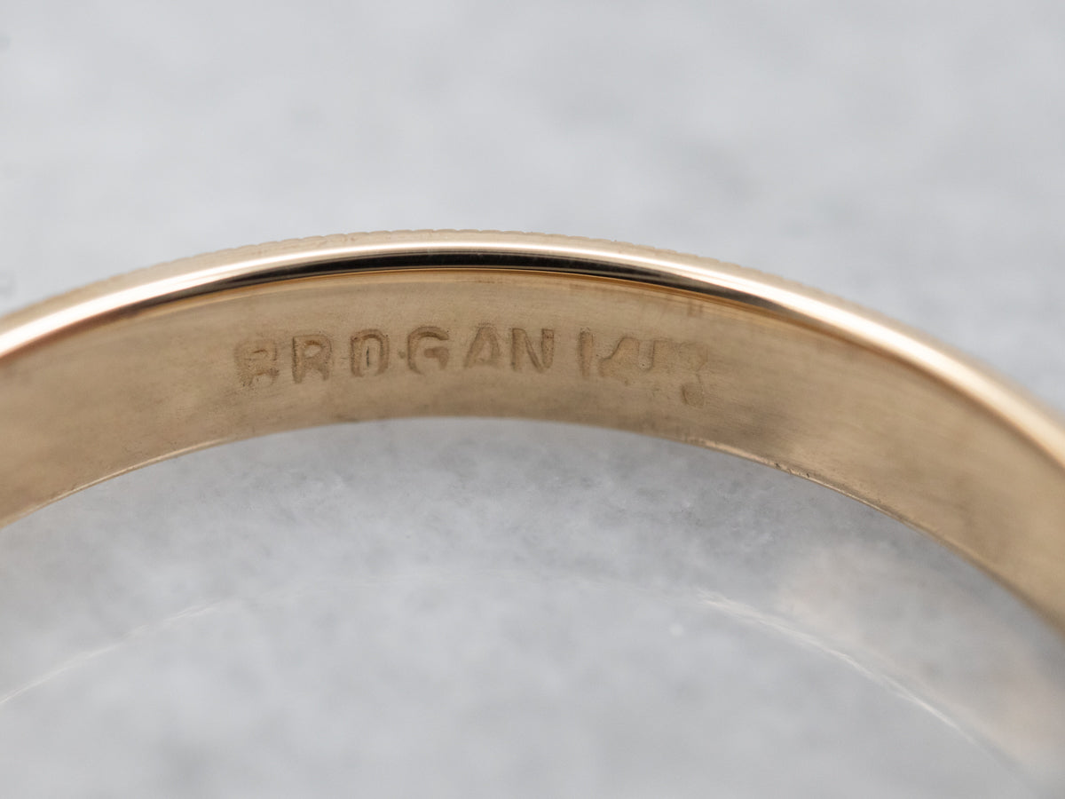 Vintage Gold Brogan Band with Milgrain Edge