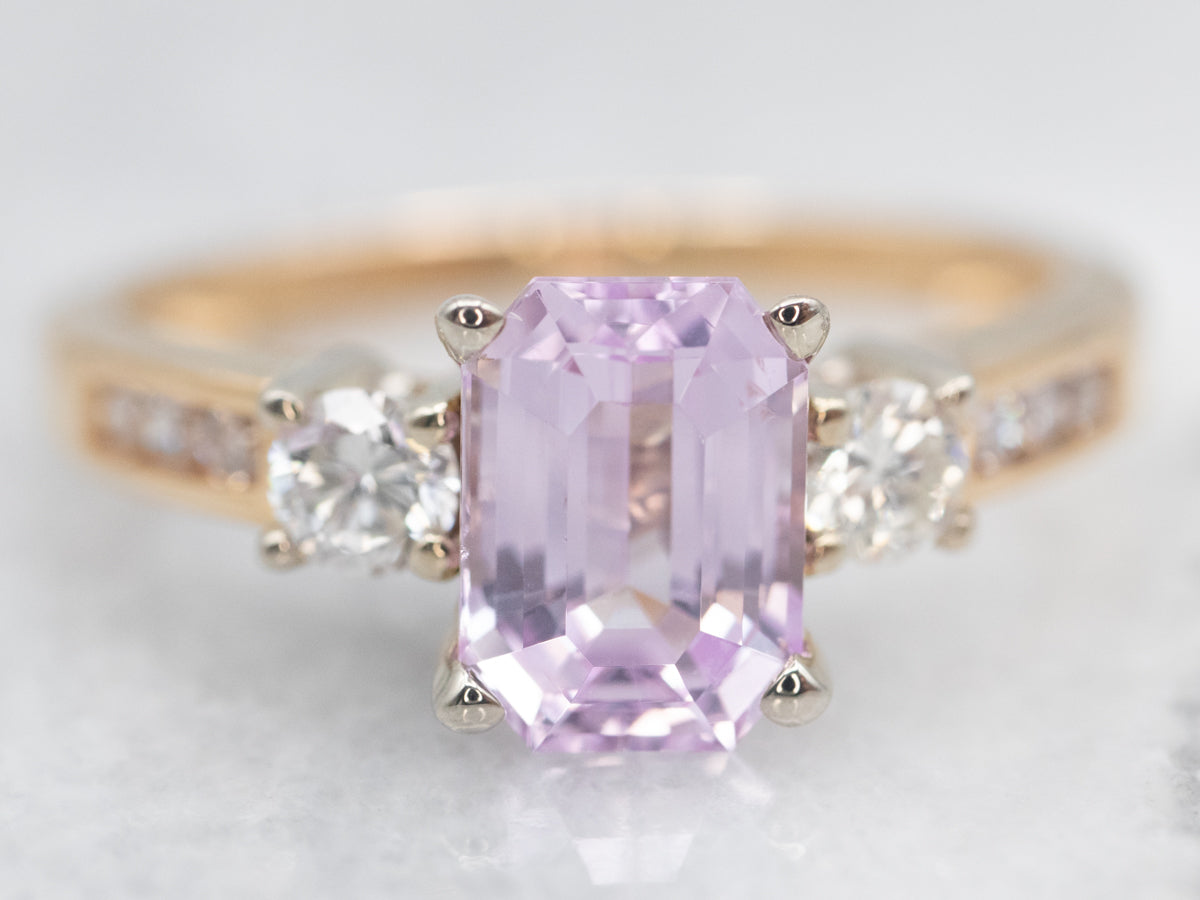 Light Blush Pink Sapphire and Diamond Engagement Ring