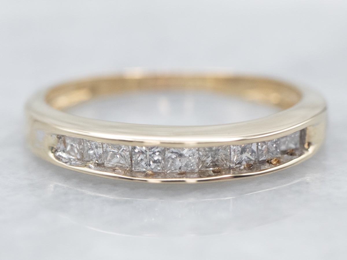 Yellow Gold Princess Cut Diamond Wedding Band