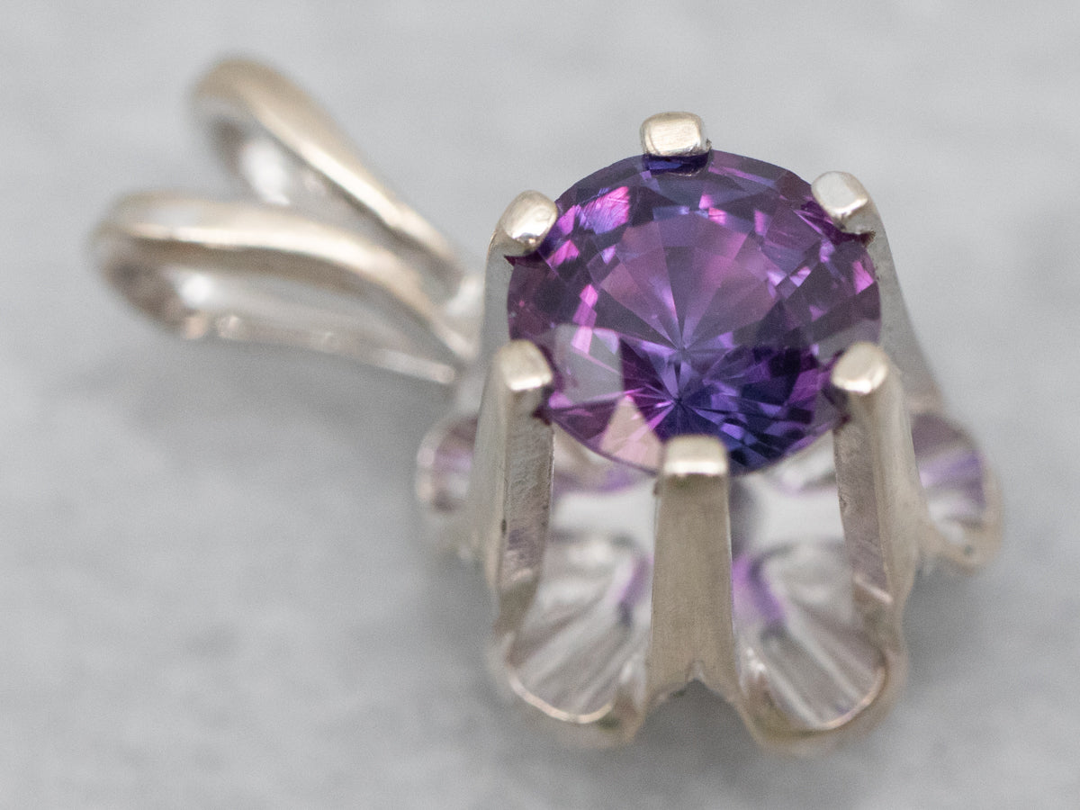 White Gold Purple Sapphire Buttercup Pendant