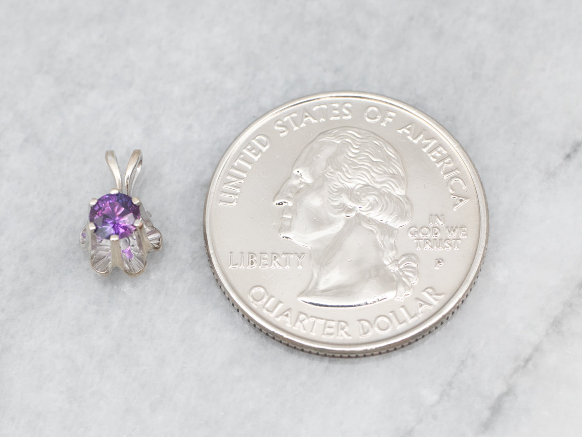 White Gold Purple Sapphire Buttercup Pendant