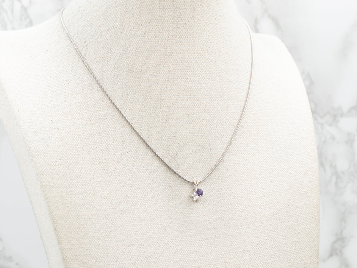 White Gold Purple Sapphire Buttercup Pendant