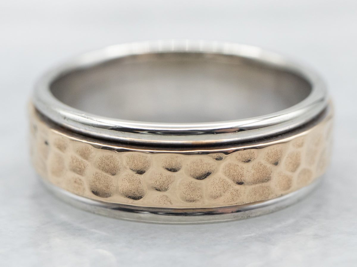 Two Tone Gold Hammered Pattern Band