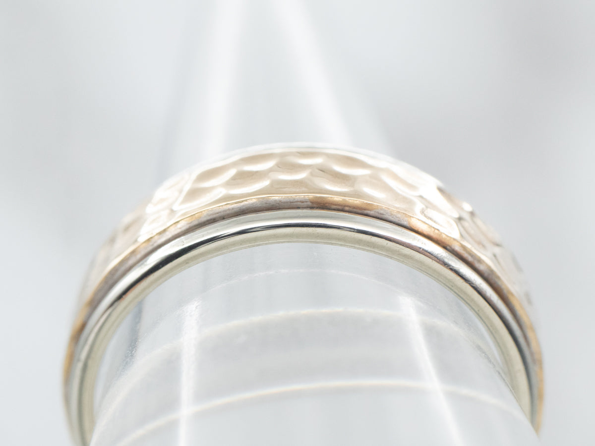 Two Tone Gold Hammered Pattern Band